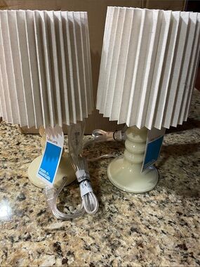 Room Essentials Cream Table Lamps with Pleated White Shades (Pair)